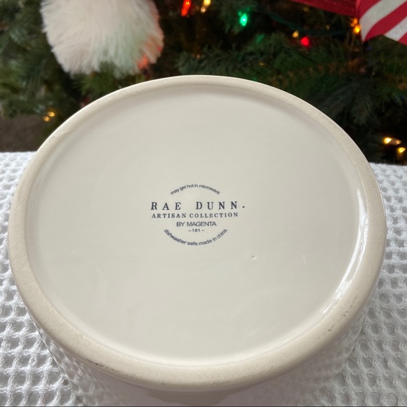 RAE DUNN ‘SANTA PAWS’ Pet Bowl. NWOT. 
Cream with Black LL, Red inside. - Picture 4 of 8